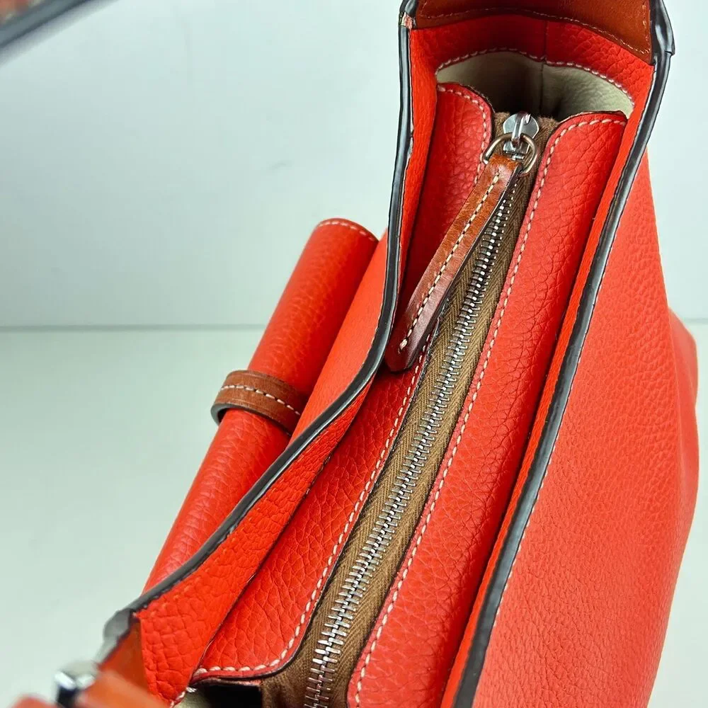Dooney & Bourke Cambridge Hobo Pebble Leather Persimmon Orange Purse